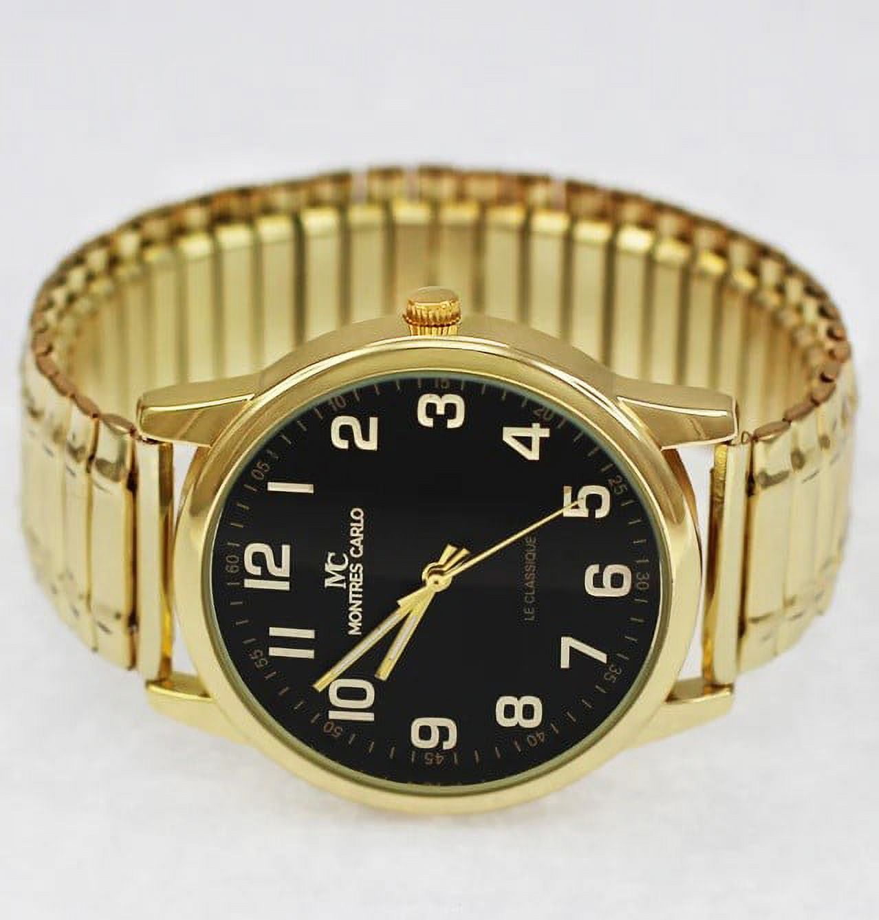39mm Montres Carlo Fashion Luxury Sport Dress Wrist Men's Flex Band Quartz Watch (Gold/Black)