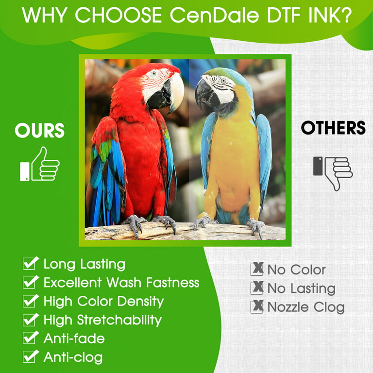 CenDale Premium DTF Transfer Ink 600ML- Heat Transfer Printing Direct to  Film PET Film, Refill for DTF Printers