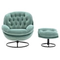 thumbnail image 4 of Velvet Swivel Accent Chair with Ottoman Set, Modern Lounge Chair Armchair with Footrest and Metal Base Comfy Single Sofa Chair with 360 Degree Swiveling Accent Chairs for Living Room, Teal, 4 of 7
