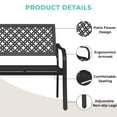 thumbnail image 3 of GRANDPATIO Metal Outdoor Bench, Decorative Geometric Back, Weather-Resistant, Modern Style Patio Bench, Black, 3 of 9
