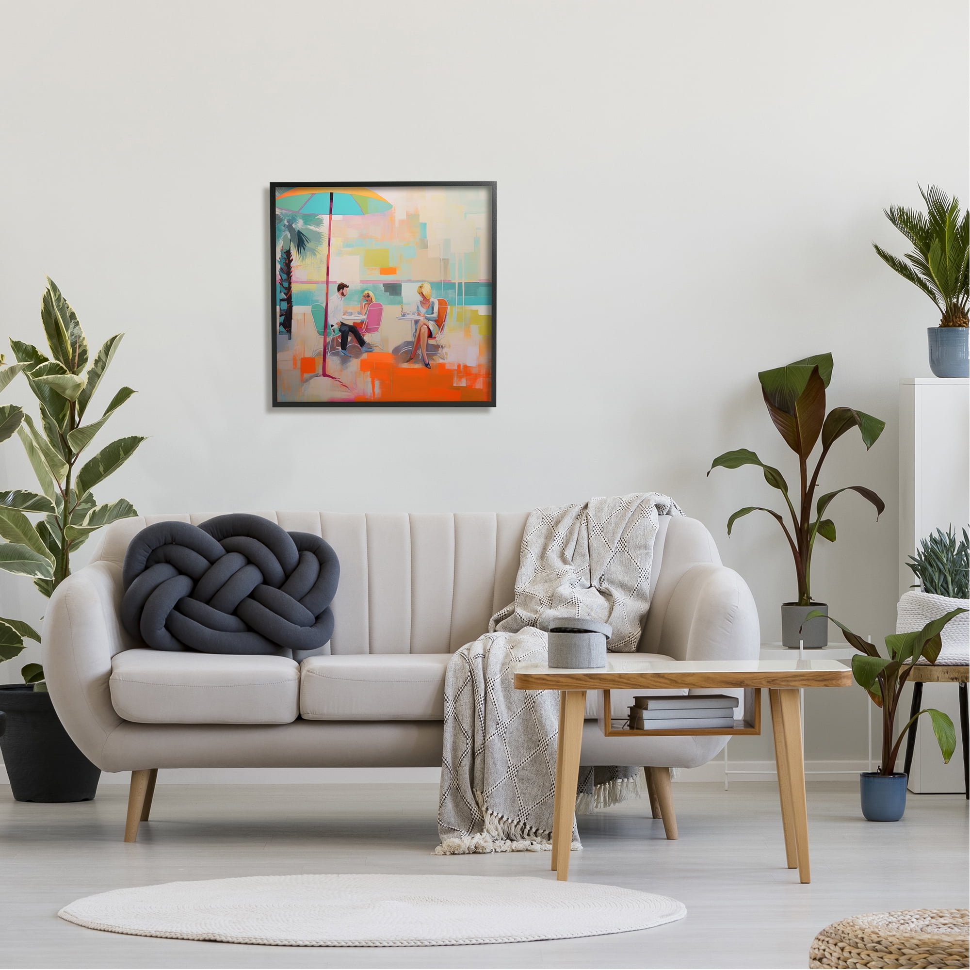 Stupell Industries Abstract Tropical Summer Abstract Painting Black Framed Art Print Wall Art, 24 x 24