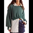 thumbnail image 2 of Sudadera Corta para Mujer, Cuello Redondo, Larga, Talla Grande, Otoño-Invierno 2025, Estilo Jersey Holgado. Verde Oscuro M, 2 of 8
