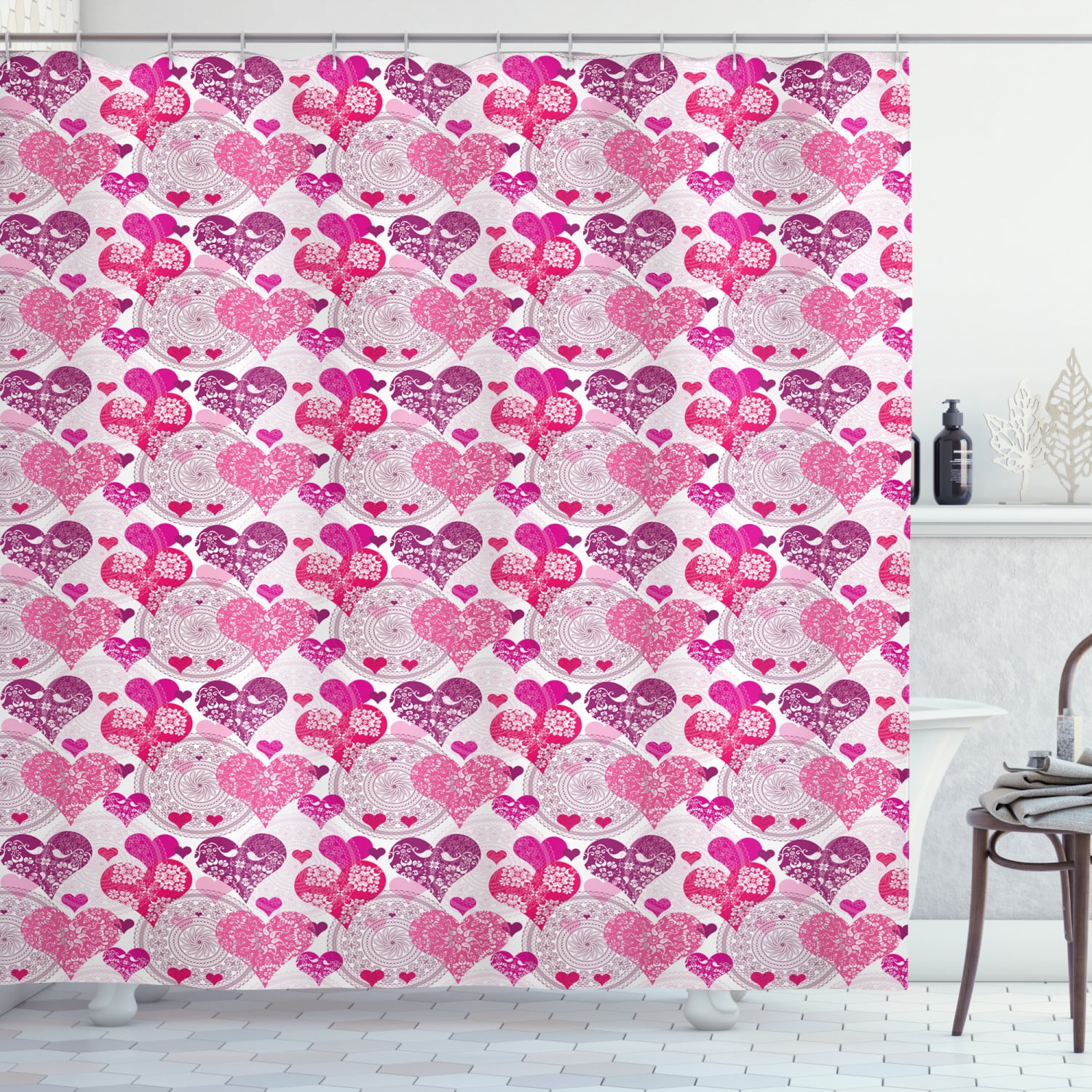 Floral Hearts Shower Curtain NCU0DDK2517