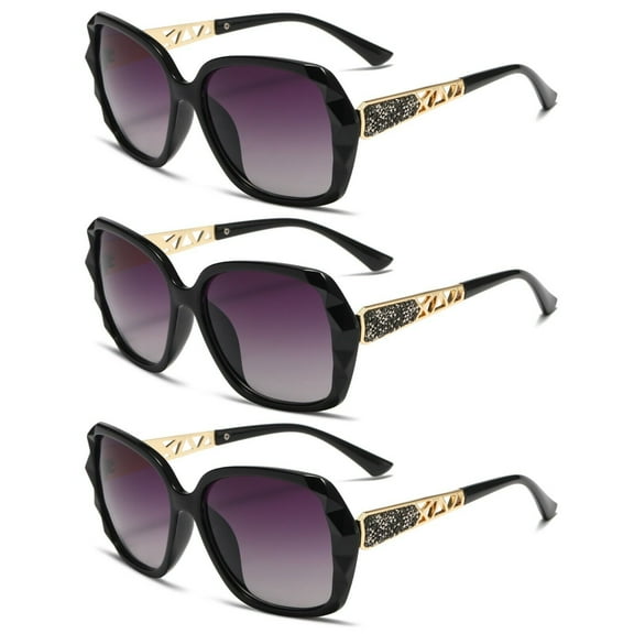 3 Pairs Retro Vintage Fashion Classic Oversized Sunglasses UV400 for Women Ladies