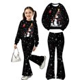thumbnail image 3 of Krdevn Girls Christmas Outfit 2 Piece Long Sleeve Crew Neck Sweatshirt and Flared Bell Bottom Pants Set Toddler Little Kids Holiday Casual Clothing, 3 of 5