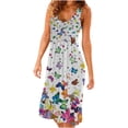 thumbnail image 2 of SMihono Robe Maxi Bohème d'Été pour Femmes Grande Taille Mode pour Femmes à Col Rond Sans Manches Robe Chandail Imprimée Robe de Plage Évasée, 2 of 5