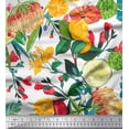 thumbnail image 1 of Soimoi White Cotton Cambric Fabric Lemon Slice,Leaves & Floral Print Fabric by The Yard 42 Inch Wide, 1 of 1