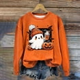 thumbnail image 3 of CILENON Halloween Sweaters for Women Cute Ghost Graphic Pullover Tops Long Sleeve Round Neck Hoodless Sweatshirt (Orange,S), 3 of 4