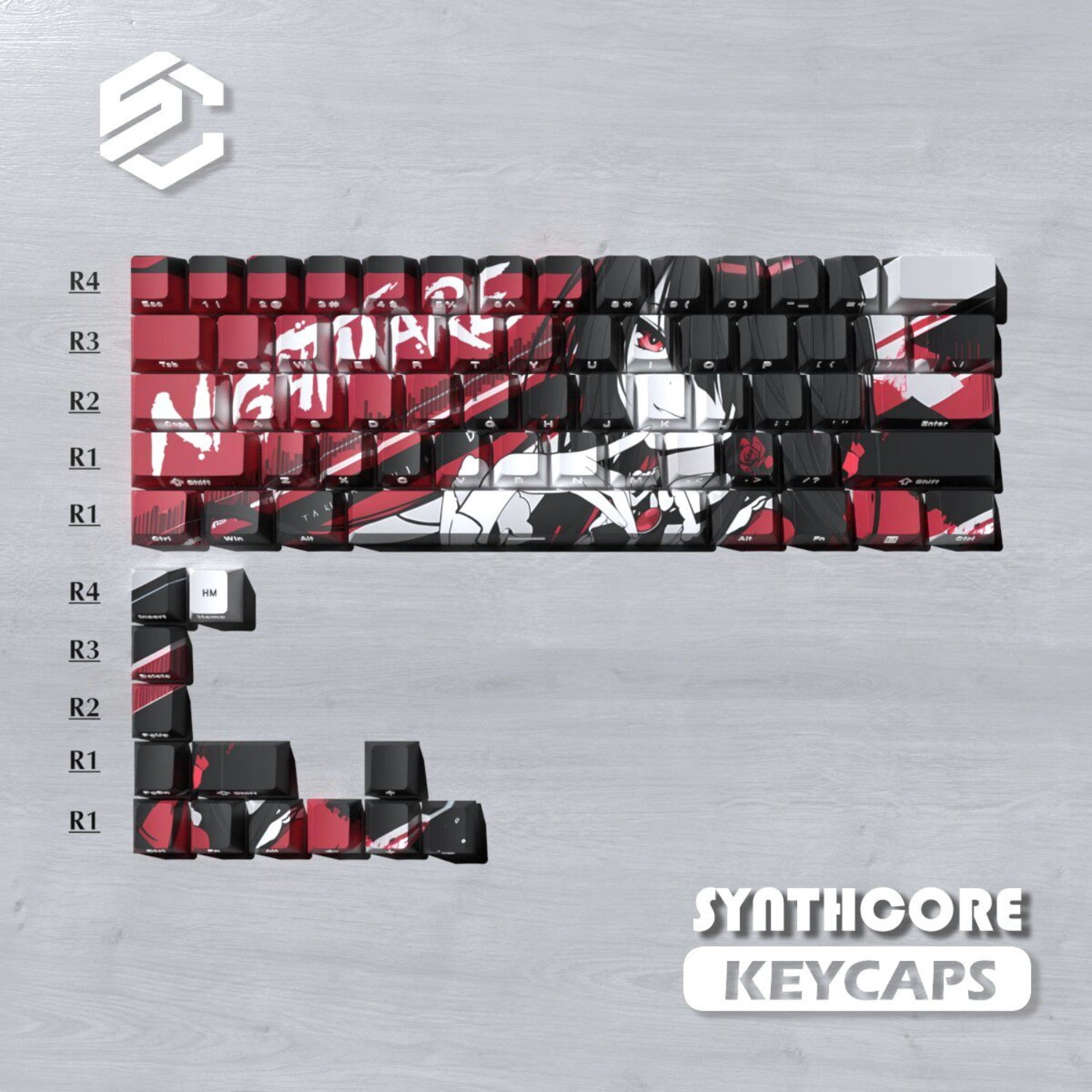Graffiti Girl Side-Printed Shine-Through Keycaps, Cherry Profile 74 Keys Set Compatible with Wooting 60HE/Ace68/made68/ATK68 Magnetic Switch Keyboards