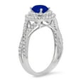 thumbnail image 3 of 1.3125 ct Round Cut Simulated Blue Sapphire with Simulated Diamond Halo Accents 18K White Gold Womens Engagement Ring, 3 of 4
