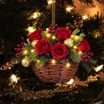 thumbnail image 5 of Christmas Flower Basket Ornament, 2D Flat Hanging Decoration, Acrylic Pendant for Holiday Trees and Home Decor, 5 of 9