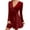 Red, variant on Womens Wrap V Neck Long Sleeve Velvet Glitter A Line Cocktail Party Swing Fit and Flare Skater Mini Dress Carnival