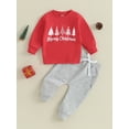 thumbnail image 2 of Infant Baby Boys Girls Christmas Letter Print Sweatshirt and Elastic Waist Pants Outfits, 2 of 8