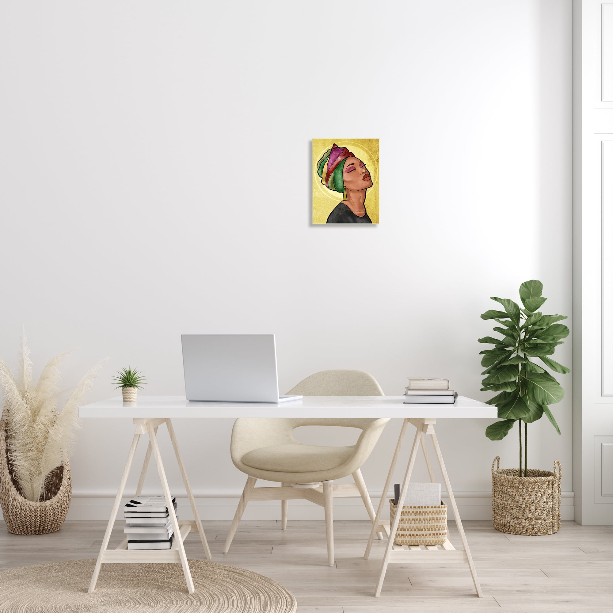 Stupell Industries Glamour Woman Portrait Fashion Cosmetics and Headwrap World Cultures Painting Unframed Art Print Wall Art, 10 x 15