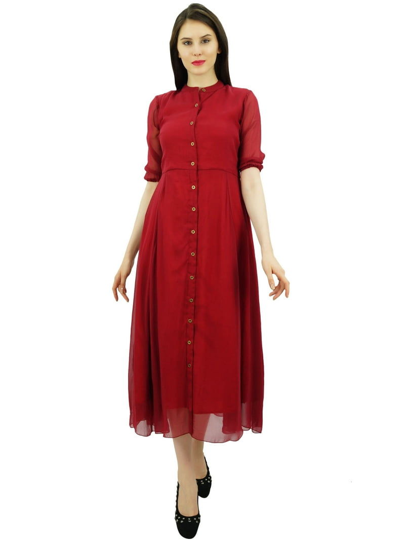 georgette shirt dress Navy Blue Double Georgette Shirt Dress with Dori Embroidery NeeluandManvi