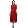 thumbnail image 2 of Bimba Women's Georgette Shirt Dress With Front Opening Formal 3/4 Sleeve Chic Dresses, 2 of 9