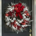 thumbnail image 2 of Quality Craft Pre-lit White Christmas Wreath for Christmas Door Hanger Decoration and Festive Home Decor, 2 of 8