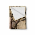 thumbnail image 2 of Cobblestone Soft Flannel Fleece Throw Blanket, Hand Drawn Illustration of a Stone Wall Cottage House Concept, Cozy Plush for Indoor and Outdoor Use, 60" x 80", Sand Brown Beige, by Ambesonne, 2 of 6