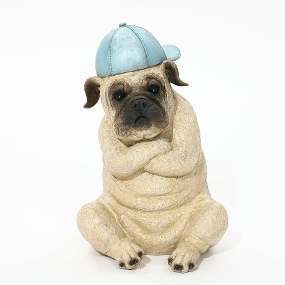 LuxenHome Baseball Fan Puppy Dog with Skateboard Sculpture Resin Statue