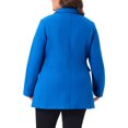 thumbnail image 4 of Women's Plus Size Notched Lapel Double Breasted Long Coat for Stylish Winter Wear 3X Royal Blue, 4 of 7