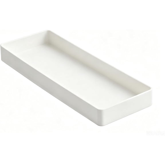 Rectangular Plastic Desk Organizer, Half Accessory Tray for Office Supplies and Workspace Organization, 9.4" x 3.3" x 1", White