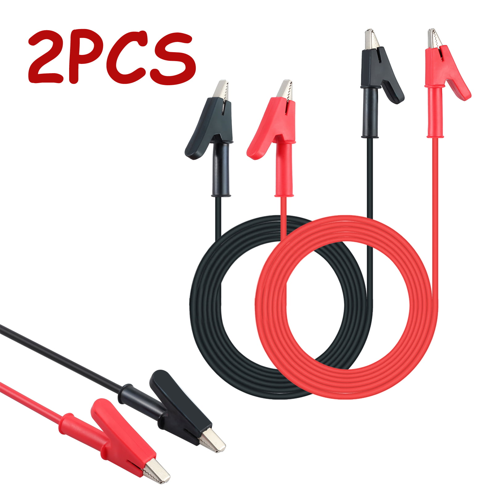 8pcs Double ended Red Black Clip Cable Wire Test Lead for Testing Probe Meter 