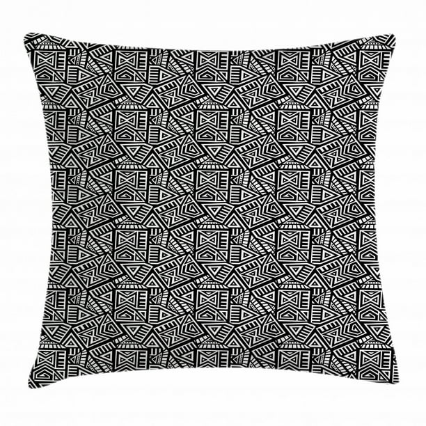 Aztec Throw Pillow Cushion Cover, Geometric Maze Pattern Inspired by