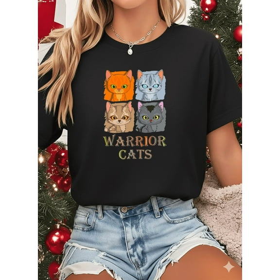 Warrior Cats Four Kittens Cute Feline Lover Gift Graphic Unisex T-Shirt up to size 5XL