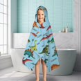thumbnail image 6 of Blue Cartoon Dinosaurs Names Pattern Hooded Bath Towel，50"x30" for Ages 3 To 12 Kids, Quick Dry Lightweight Soft Microfiber Hood Beach Towel Cover Up for Kids, 6 of 7