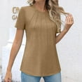 thumbnail image 5 of LYXSSBYX Summer Tops for Women 2024 Women's Short Sleeve Solid Color Basics Crewneck Casual Top Pullover T-shirt, 5 of 9