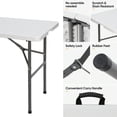 thumbnail image 5 of 4 Ft Folding Table Plastic Camping Table For Party Dining In/Outdoor White/Black, 5 of 9