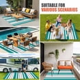 thumbnail image 4 of Teal Grey Stripe Outdoor Rug for Patio/Deck/Porch, Non-Slip Large Area Rug 5 x 8 Ft, Farmhouse Minimalist Striped Indoor Outdoor Rugs Washable Area Rugs, Reversible Camping Rug Carpet Runner, 4 of 8