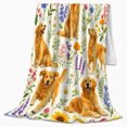 thumbnail image 2 of Golden Retriever Pumpkin Floral autumn celebration, Playful Pet Portrait Pattern, Warm Flannel Blanket for Living Room and Bedroom, Dog Lovers autumn celebration Gift, Pet Lover Home Decor, 2 of 9