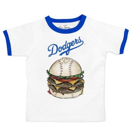 Los Angeles Dodgers Tiny Turnip Youth Ringer Burger T-Shirt - White/Royal