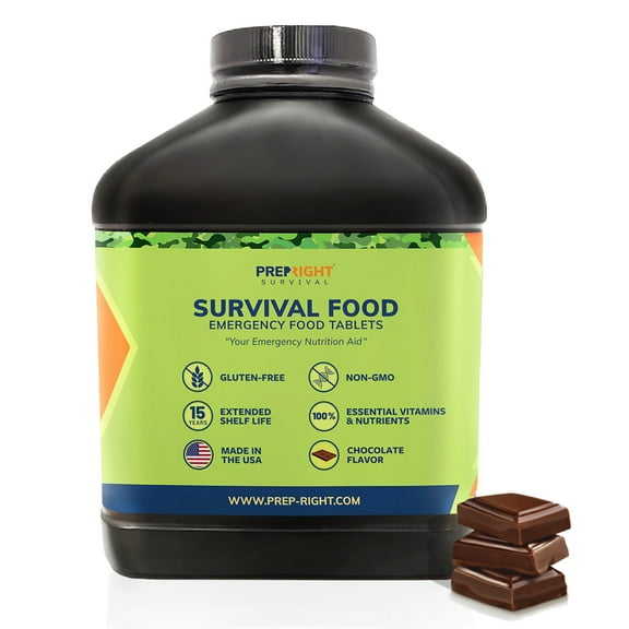 Prep-Right Survival Emergency Preparedness Food Tablets, Chocolate 180 Count