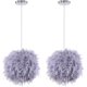 thumbnail image 5 of Lámpara colgante de plumas, lámpara moderna con forma de esfera de 30 cm, lámpara de techo E27, decoración de lámpara colgante, para sala de estar, dormitorio, habitación infantil, niño (gris) [Clase, 5 of 5