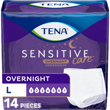 TENA Incontinence Underwear for Women, for Overnight, Large, 14 Count