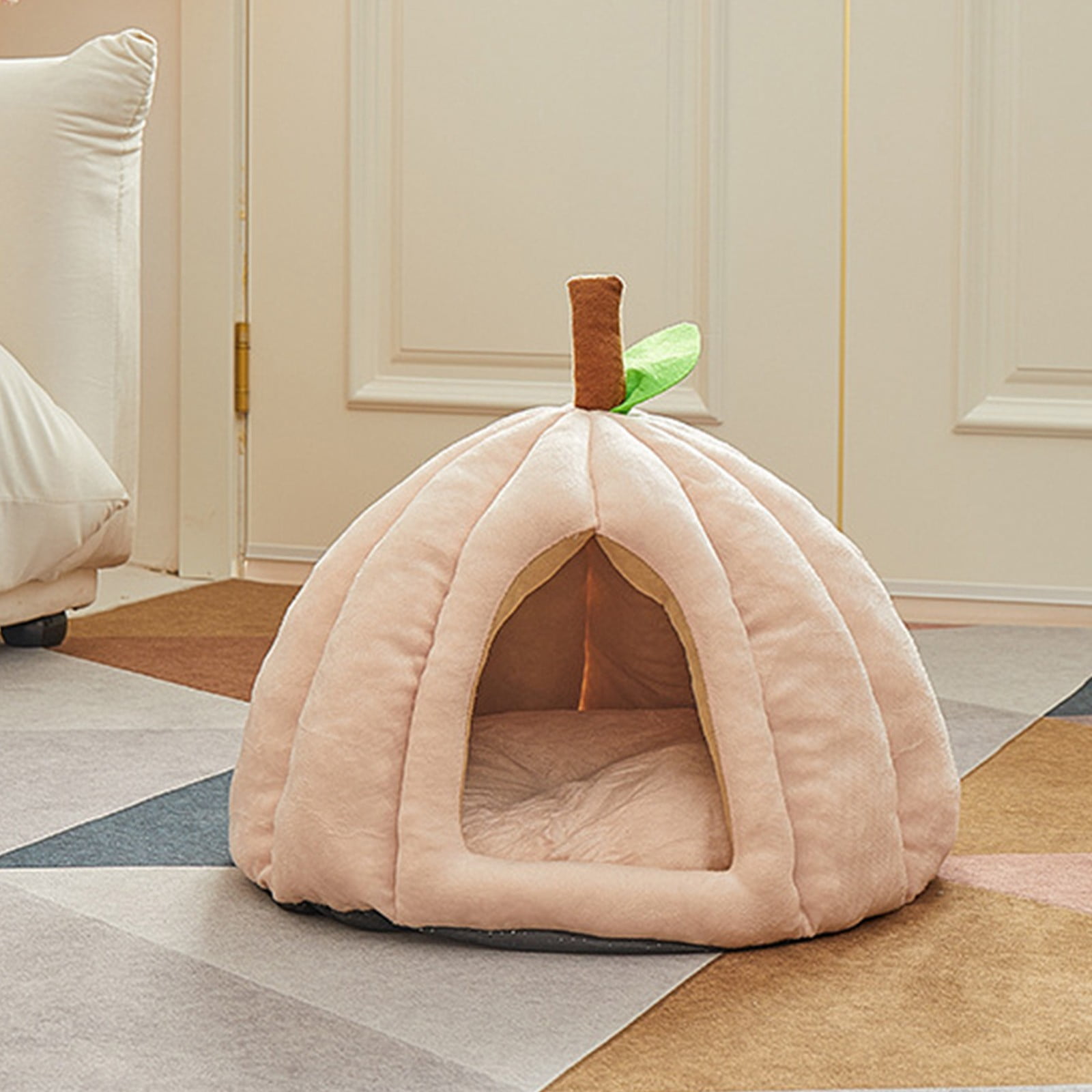 Hvmvliv Cat Beds for Indoor Cats Covered Cat Bed Bed Soft Warm Comfy Large Cat Bed Washable Pet Bed Pink, 15.7x15.7 in