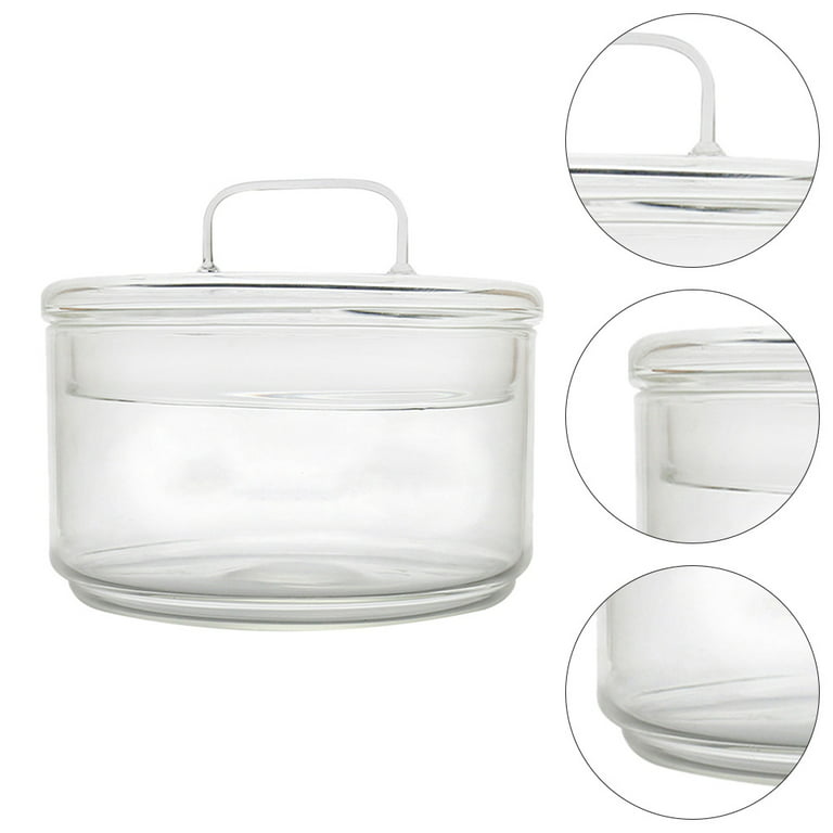 1pc Glass Bowl For Food, Fruit, Salad Container, Crystal Glass Pot With  Lid, Noodle Bowl, Covered Salad Bowl, Double Handle Pot, Diamond-shaped  Amber Pot