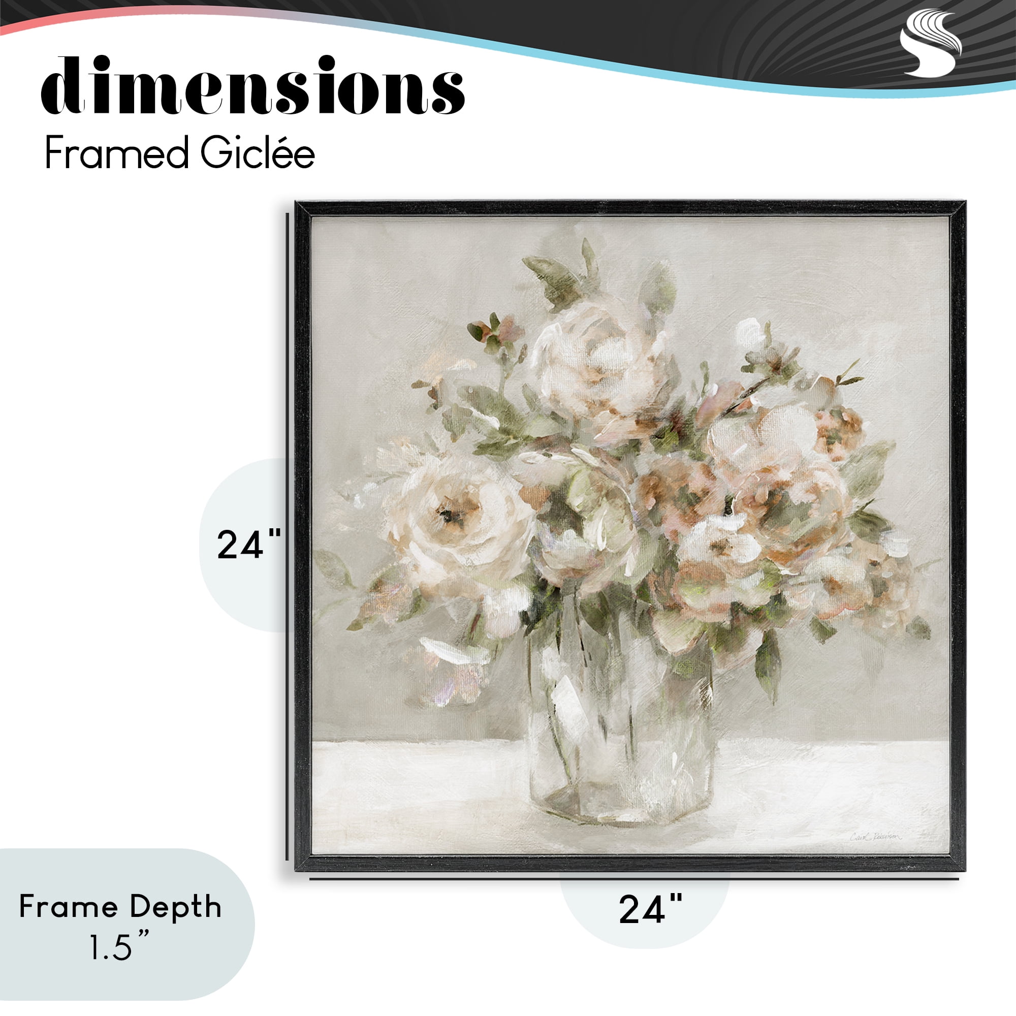 Stupell Industries Soft Neutral Floral Still Life Black Framed Giclee Art, design by Carol Robinson