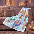 thumbnail image 6 of Starry Sky Cloud Cartoon Hot Air Balloon, Playful Woodland Scene, Warm Flannel Blanket for Cabin and Lodge, Wildlife Lovers Housewarming Gift, Celestial Home Decor, 6 of 9