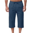 thumbnail image 3 of BVOFAR Capri Pants for Men Below Knee Length Elastic Waistband Work Crop Trousers Casual Summer Drawstring Capris with Pockets Navy XL, 3 of 8