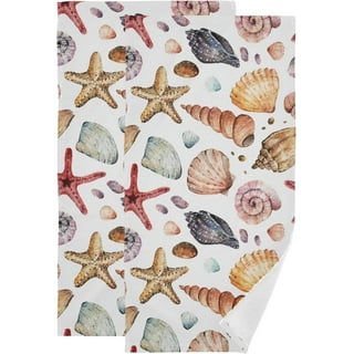 Eqwljwe Starfish Shell Pearl Beach Hand Towels 30x60 in Beach Sea Ocean Marine Nautical Sand Bathroom Towel Soft Absorbent Summer Wave Small Bath