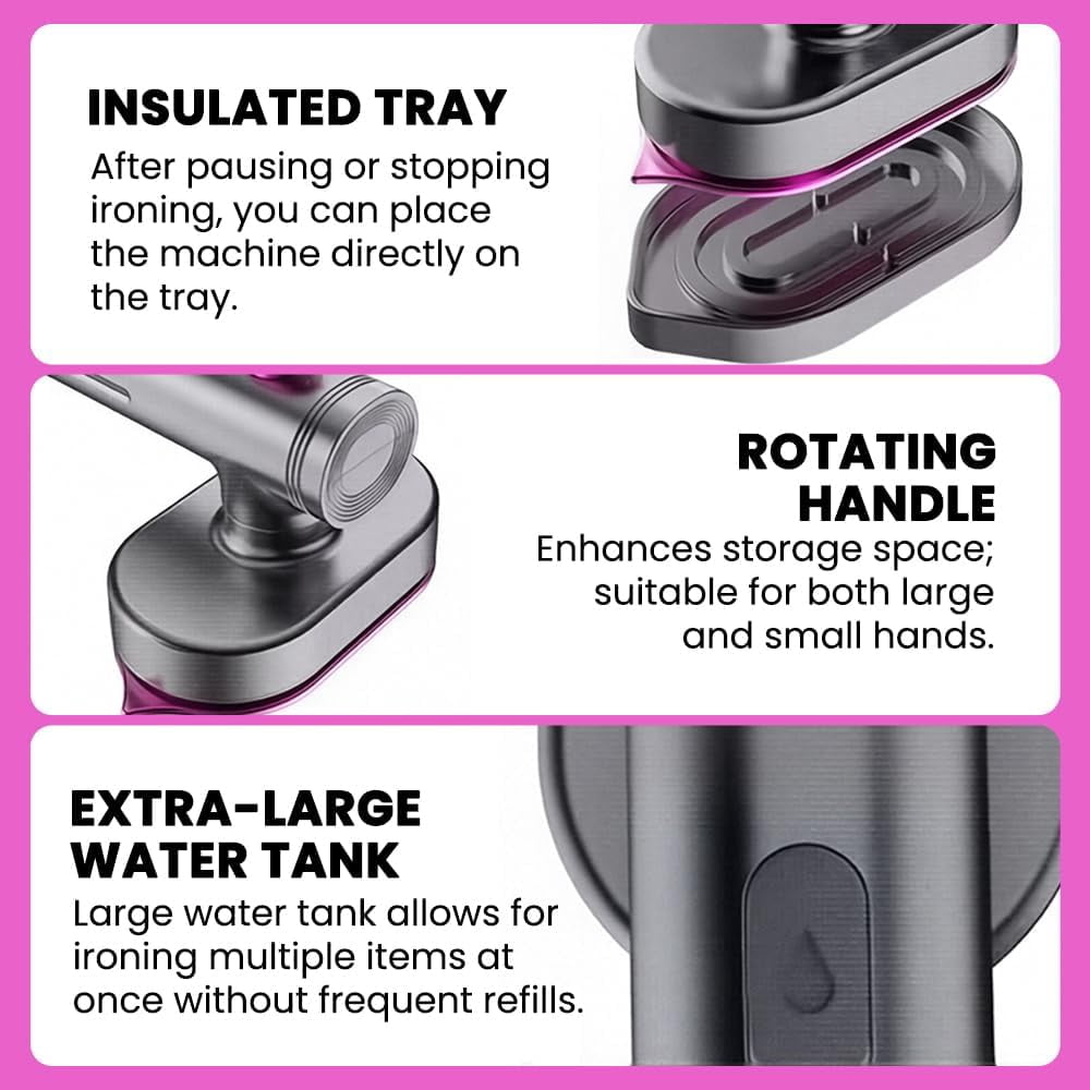 Portable Handheld Garment Steamer for Clothes, Fast Heat Up Travel Steamer with Continuous Steam, Compact Clothes Steamer for Home and Travel, Wrinkle Remover for Fabrics Curtains