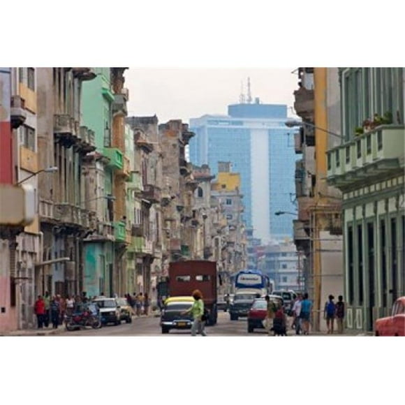 Posterazzi PDDCA11KSU0033 Old & New Buildings Havana Unesco World Heritage Site Cuba Poster Print by Keren Su - 38 x 25 in.