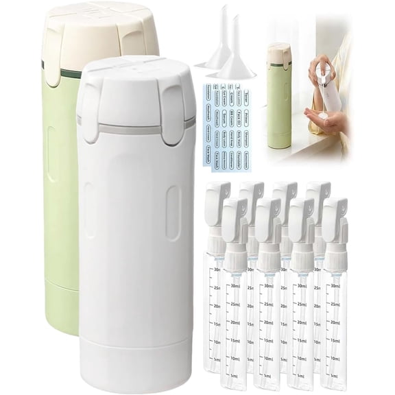 4 in 1 Travel Dispenser, Portable Leak Proof Refillable Squeeze Bottles with Label, 4 Pack 30ml Travel Size Bottle Set for Shampoo Lotion Conditioner Cream, Toiletry Storage Containers Gift