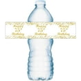 thumbnail image 2 of 75th Birthday Water Bottle Labels; Set of 20 Waterproof Water Bottle Wrappers;Gold and White. Happy Birthday Labels, 2 of 5