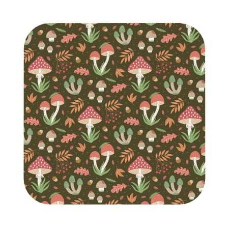 

Matuu Mushrooms And Autumn Leaves for Cup Coasters Set of 6 Leather Coasters Desk Coasters for Office Measures 4” x 4” Square