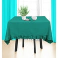 thumbnail image 3 of Vargottam Ruffle Tablecloth Rectangular Tabletop Covers Kitchen Dining Table Cloth Party Decoration Cotton Table Cover,Teal Green,60 x 108 Inches, 3 of 7