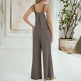 thumbnail image 3 of 2DXuixsh Rompers for Women Women's Solid Color Buttoned Strap Jumpsuit Sleeveless Pantsuit Romper Wide Leg Loose Jumpsuit Rompers Grey Size L, 3 of 8